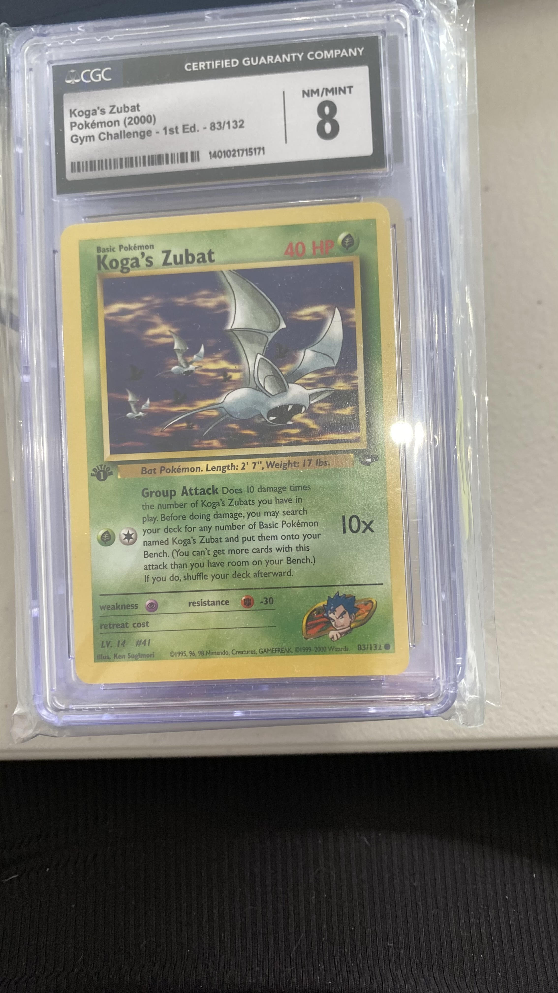 Image of CGC: Grade 8 - 2000 1ST Edition Koga's Zubat - 83/132 - Gym Challenge